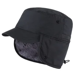 Connectyle Mens  Women Winter Hat Waterproof with Brim Plush Inner Lining Warm Earflap Hat Faux Fur Male Female Ski Baseball Cap