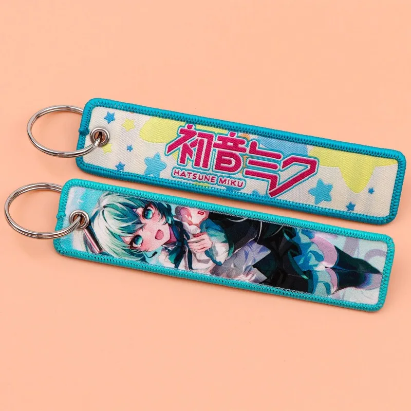 Anime Hatsune Miku Woven Key Tag Cartoon Jet Tag Keychain Backpack Hanging Ornament Key Ring Gift for Anime Fans