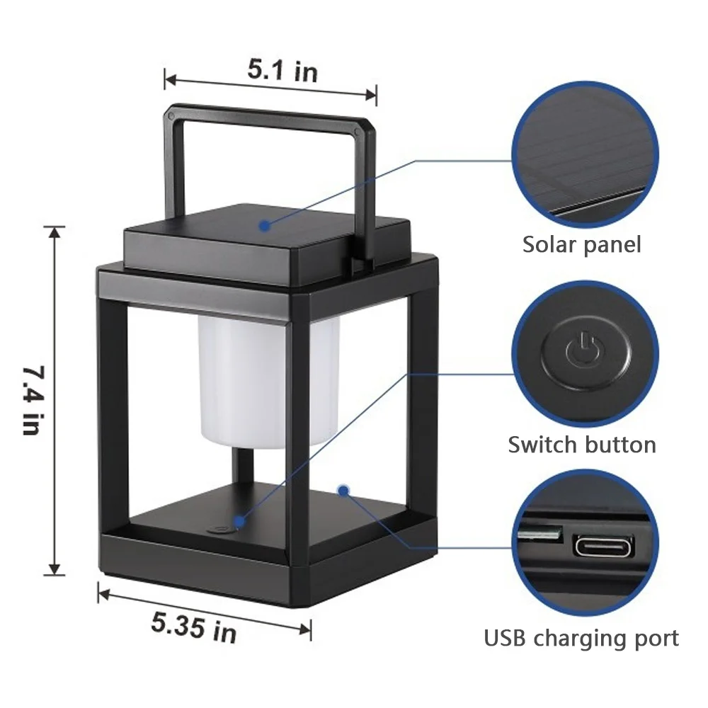 Outdoor solar camping light USB rechargeable tent light portable portable multifunctional camping light