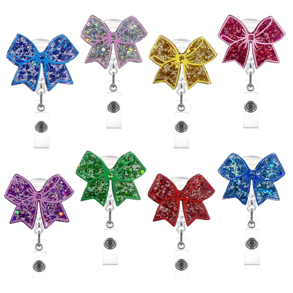 Name Badge Holder Acrylic Retractable Badge Reel Alligator Clip Badge Reel Cute For Hospital School Office