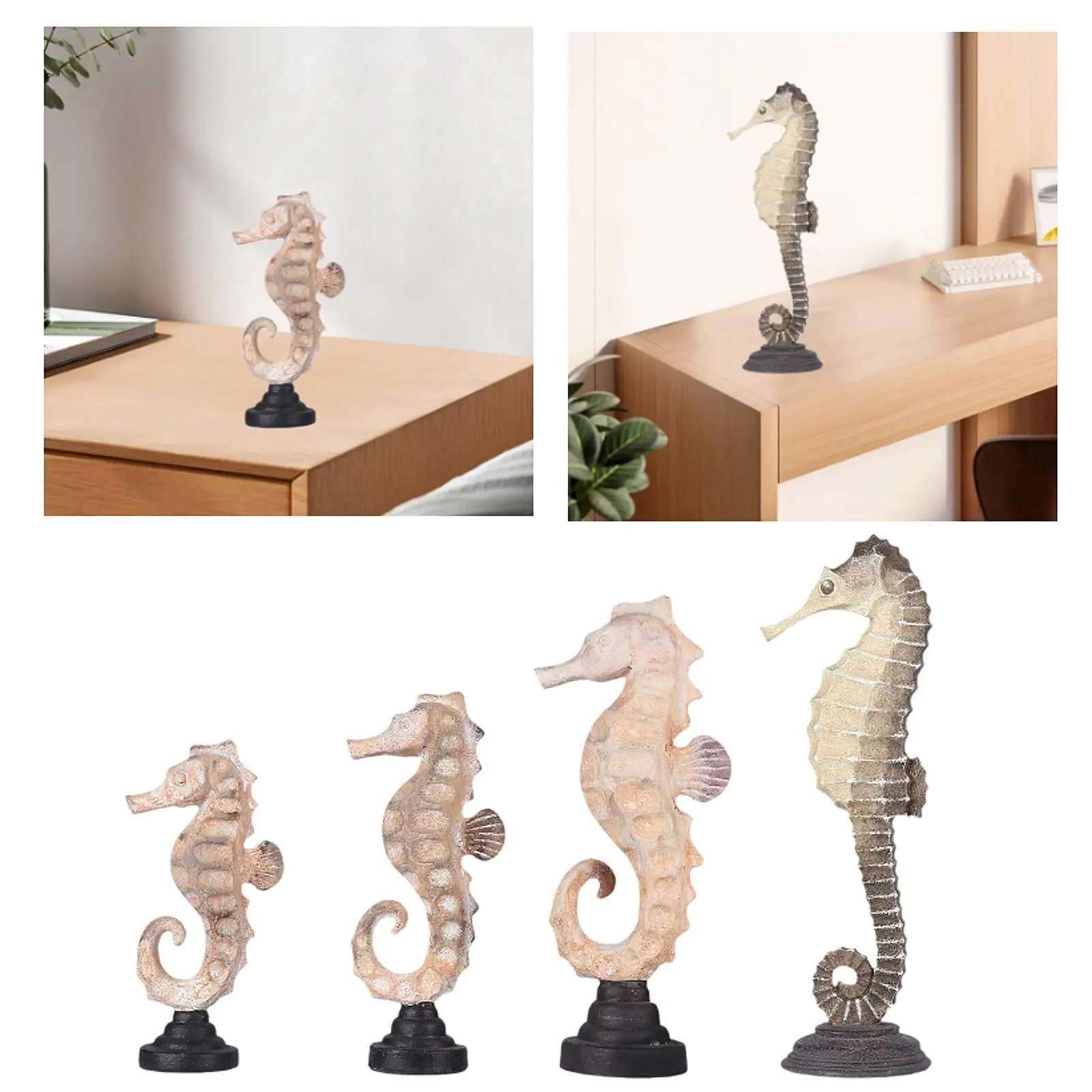 

Figurine Hippocampus Sculpture Marine Nautical Style Decoration