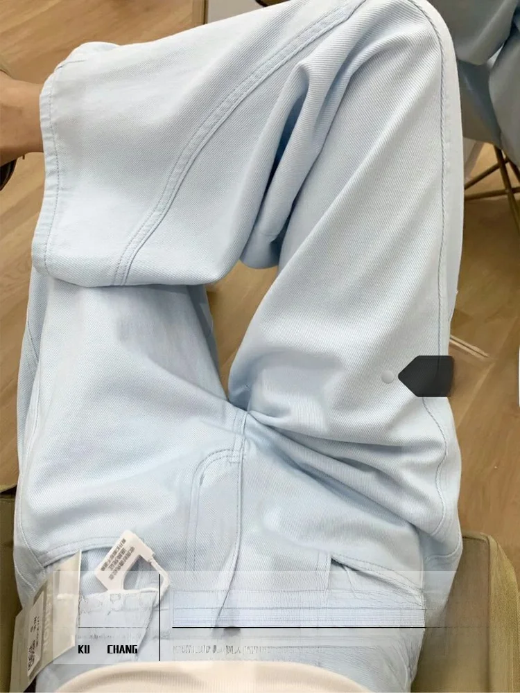

High Waist Wide Leg Loose Fit Light Wa Denim Jeans Women's Vintage High Street Sle Spring New Slimming Straight Long Pants