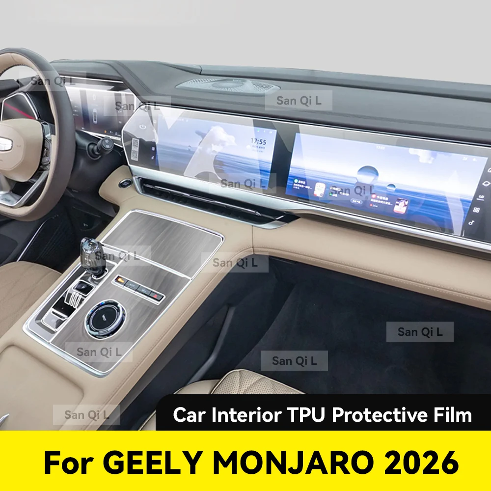 For GEELY MONJARO 2026 Anti-scratch Car Door Center Console Media Dashboard Navigation Car Accessories TPU Protector Film