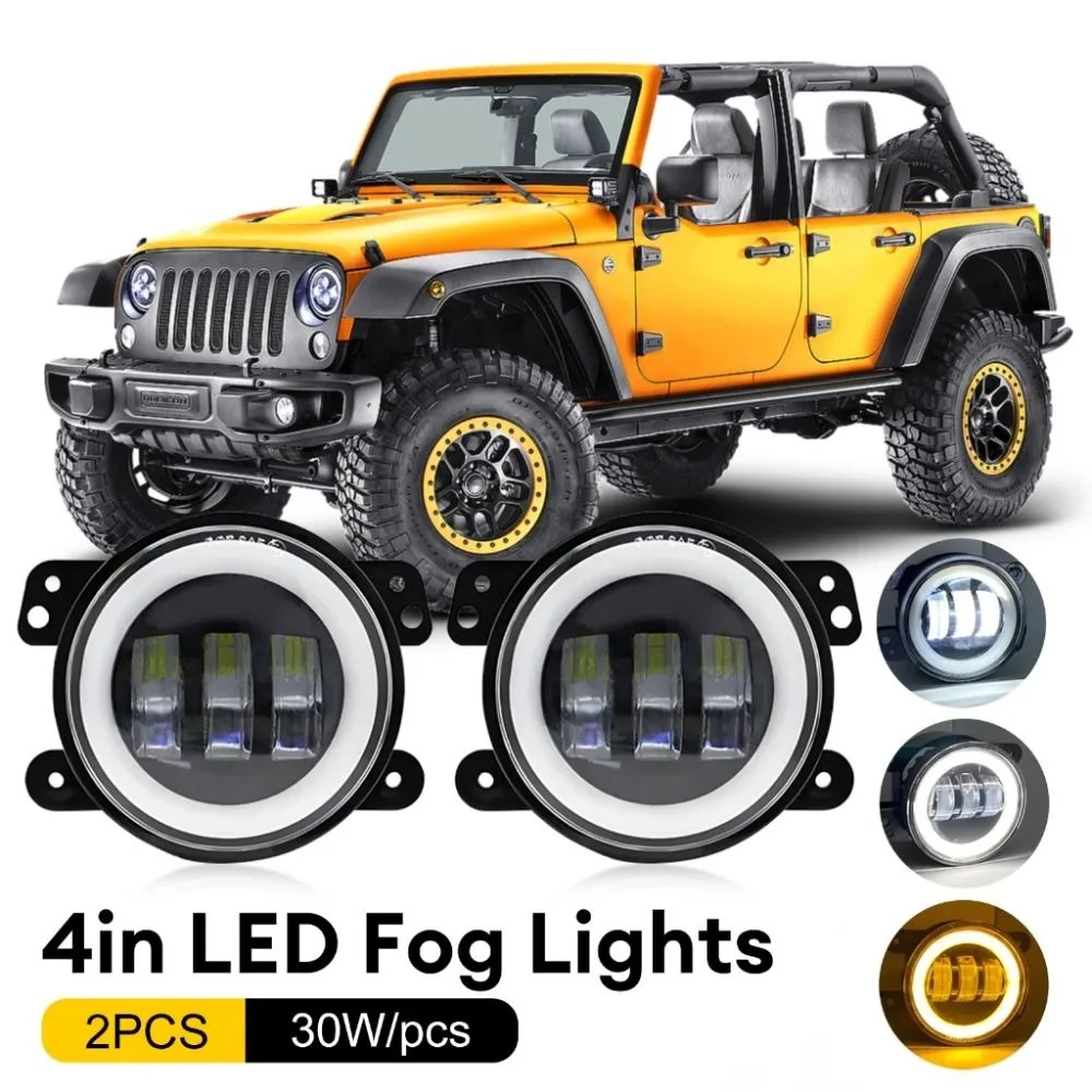 

2PCS New 4 Inch LED Fog Lights Amber Yellow Led Chips Waterproof Offroad Driving Fog Lights Car Motorcycle Lamp
