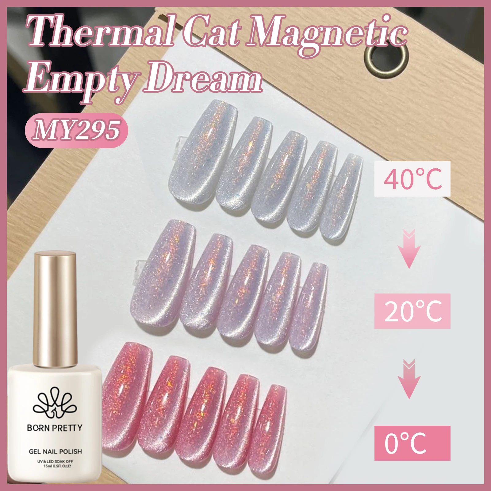 

BORN PRETTY 15 мл Термальный магнитный гель-лак для ногтей с изображением кота, пустой 3 слоя, меняющий температуру УФ-гель, полуперманентный лак для замачивания