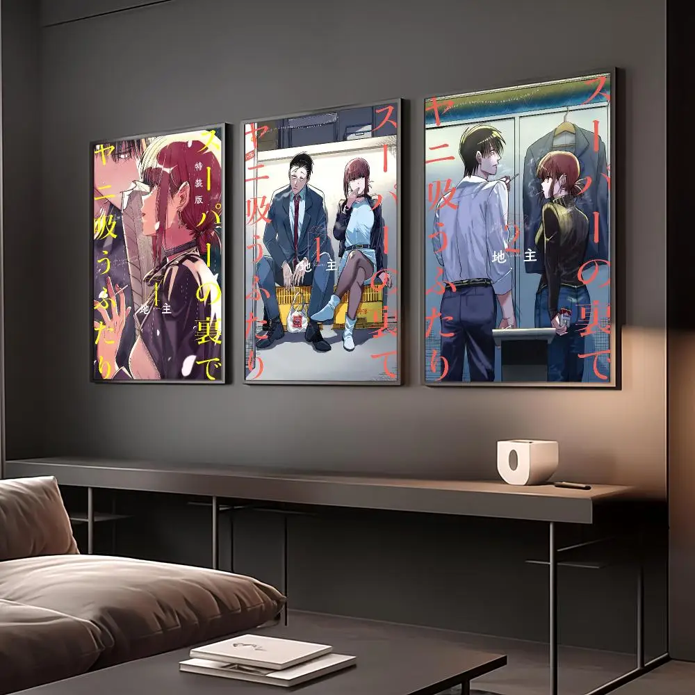 Anime S-smoking Behind the Supermarket with You Poster Reteo Wall Art Aesthetic Room Decor Print Living Room Home Decoration