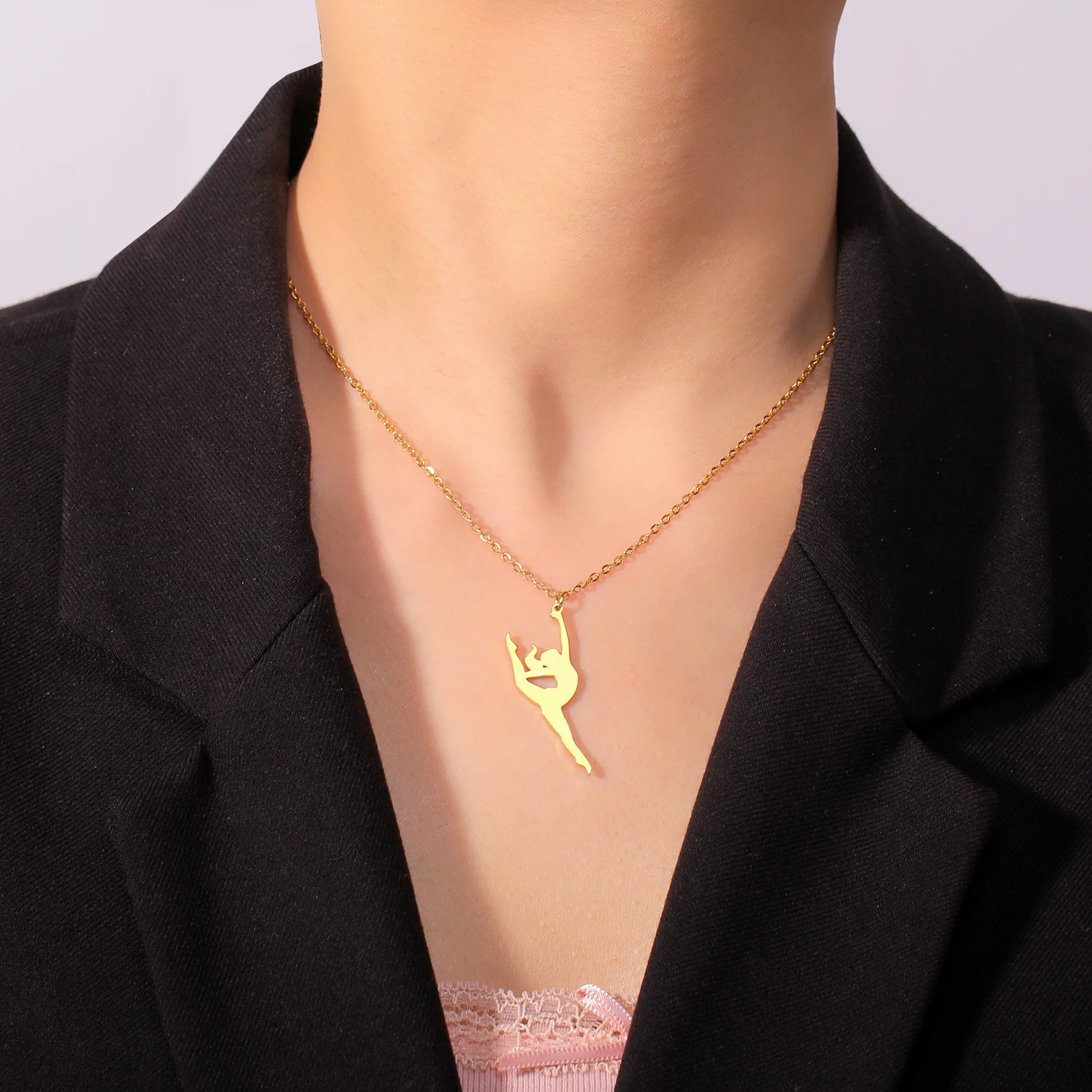 COOLTIME Halskette mit Anhänger für rhythmische Gymnastik, Edelstahl, Trend-Turnerin, Sport-Tänzerin-Halskette, Schmuck, Geschenk für Frauen – Detail 26