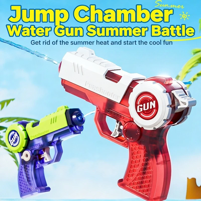 Auto Blowback Water Gun Transparent Safe Water Blaster Manual Squirt Gun for Kids Water Play Toy for Summer Pool Interactive Fun
