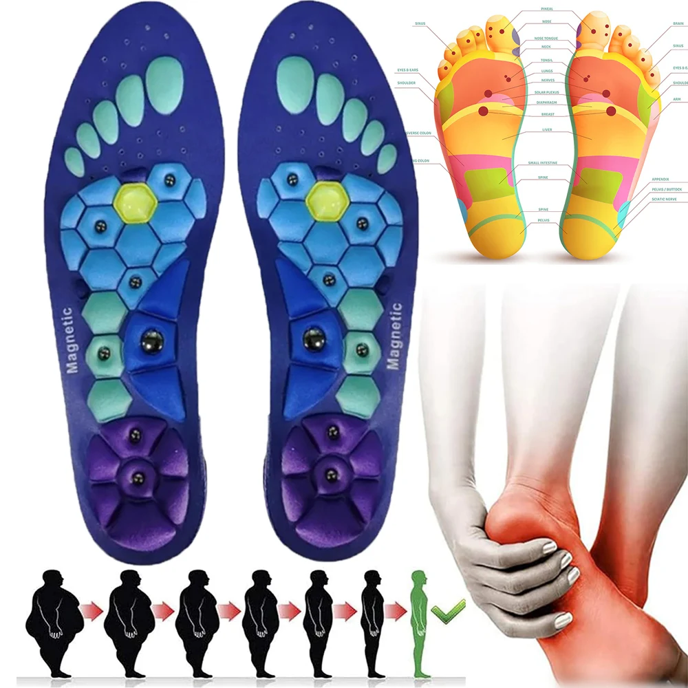 Magnetic Insoles for Unisex EVA Foot Massage Orthopedic Acupressures Pads Foot Health Slim Legs Arch Support Foot Insole Therapy