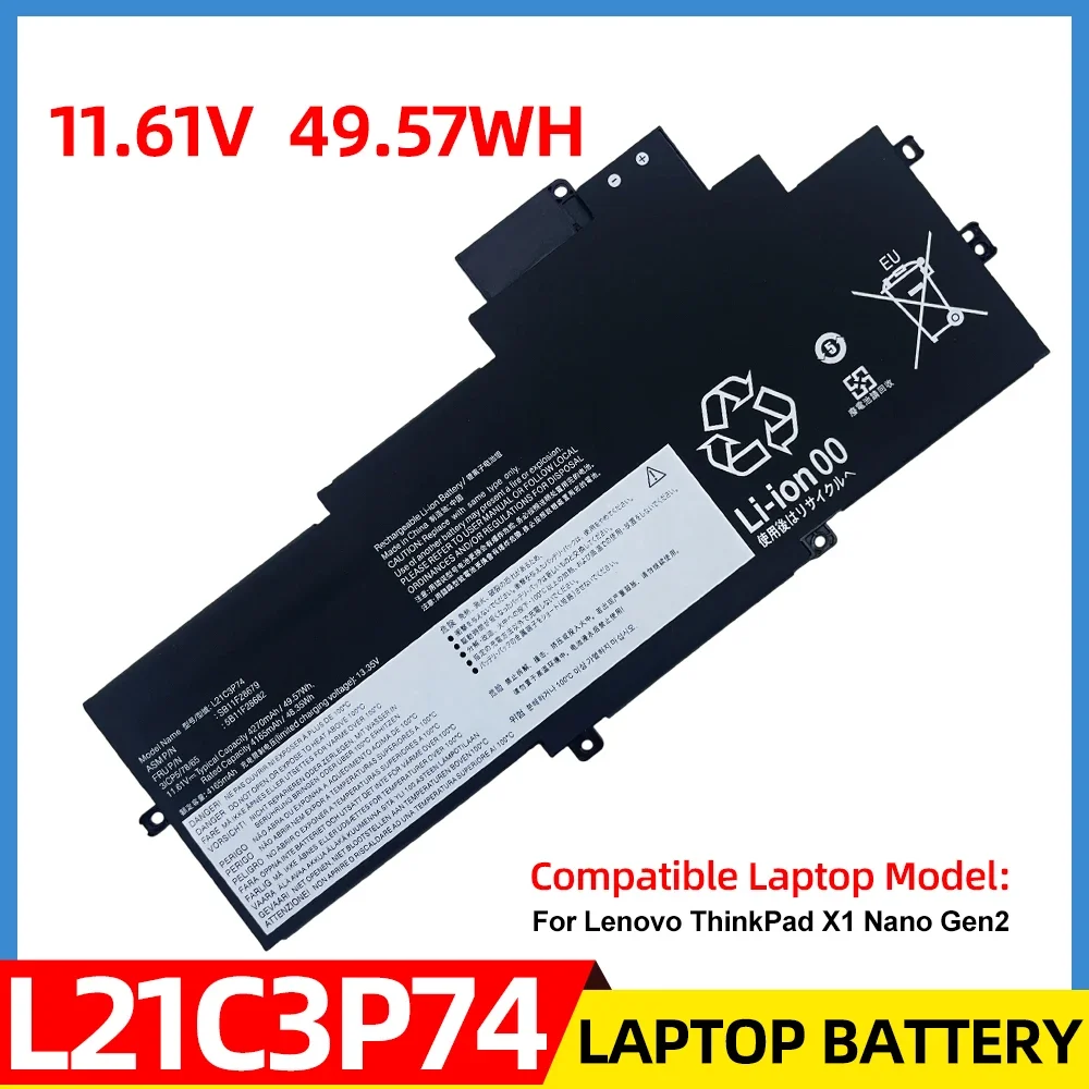 

New L21L3P74 L21D3P74 L21C3P74 L21M3P74 L21D3P70 Laptop Battery For Lenovo ThinkPad X1 Nano Gen 2 21E800 21E900 GEN3 21K1000