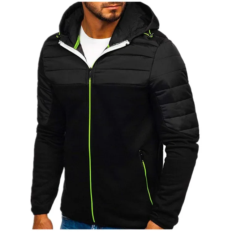 Men's New Leisure Zipper Hooded Spliced Fashionable Sweatshirt, A Long - Zipper Cardigan for European and American Youth.