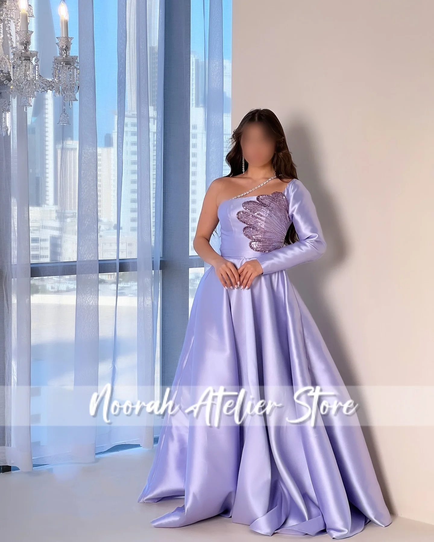 

Elegant purple One Shoulder Beaded Dubai Evening Dresses 2025 Aline Wedding Dress Prom Gown فساتين سهرة Formal Dress Customized