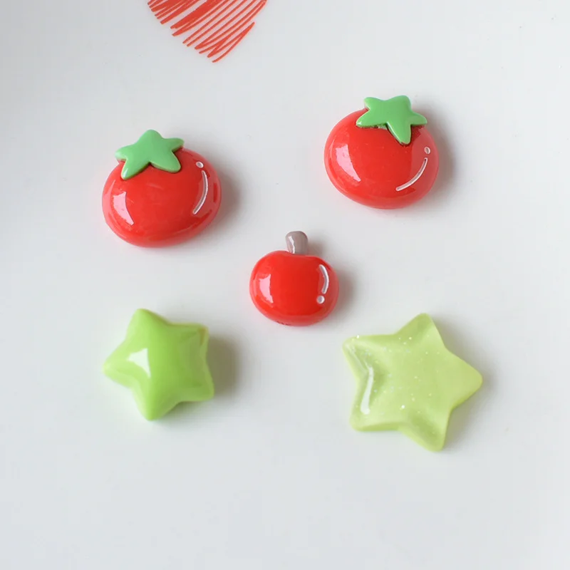 20/50Pcs Red Apple Tomato Planar Resin Applique Girl Hairpin Bracelet Jewelry Accessories Patch Decor Crafts Supplies