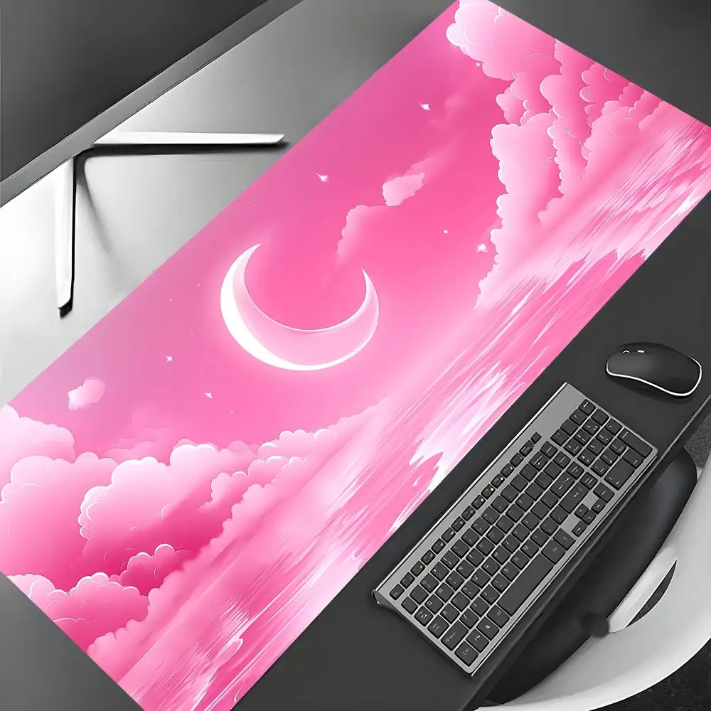 Romantic pink sea of clouds large Mouse Pad Gaming mats Non-Slip Desk Mat mouse carpet with Stitched Edge HD printing Office mat