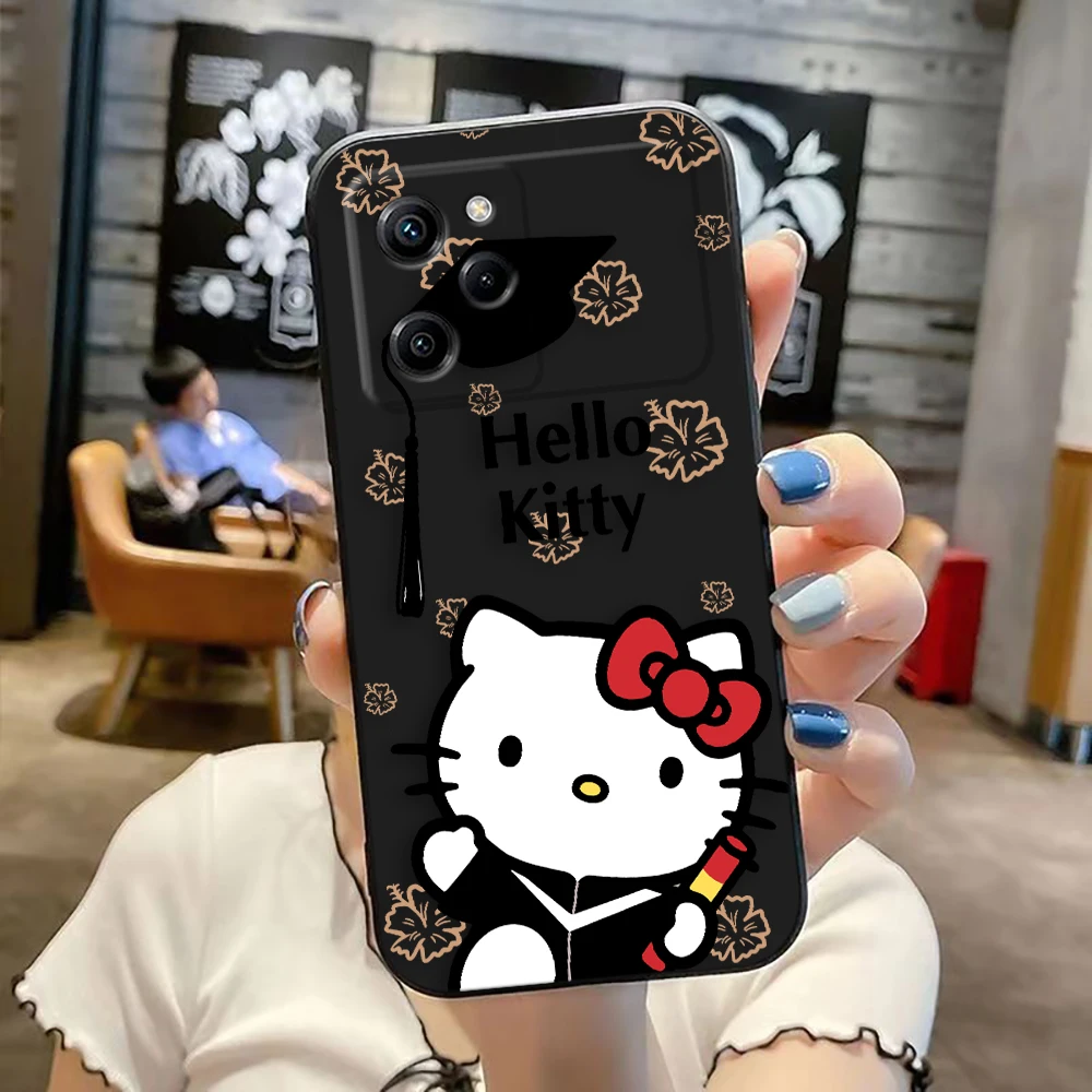 Pink Hello Kitty Kawaii Cat Cover Phone Case For Xiaomi 10T 11 12 12T 13 14T POCO F5 F6 M3 M5 X3 X4 X5 PRO 4G 5G Color TPU Case