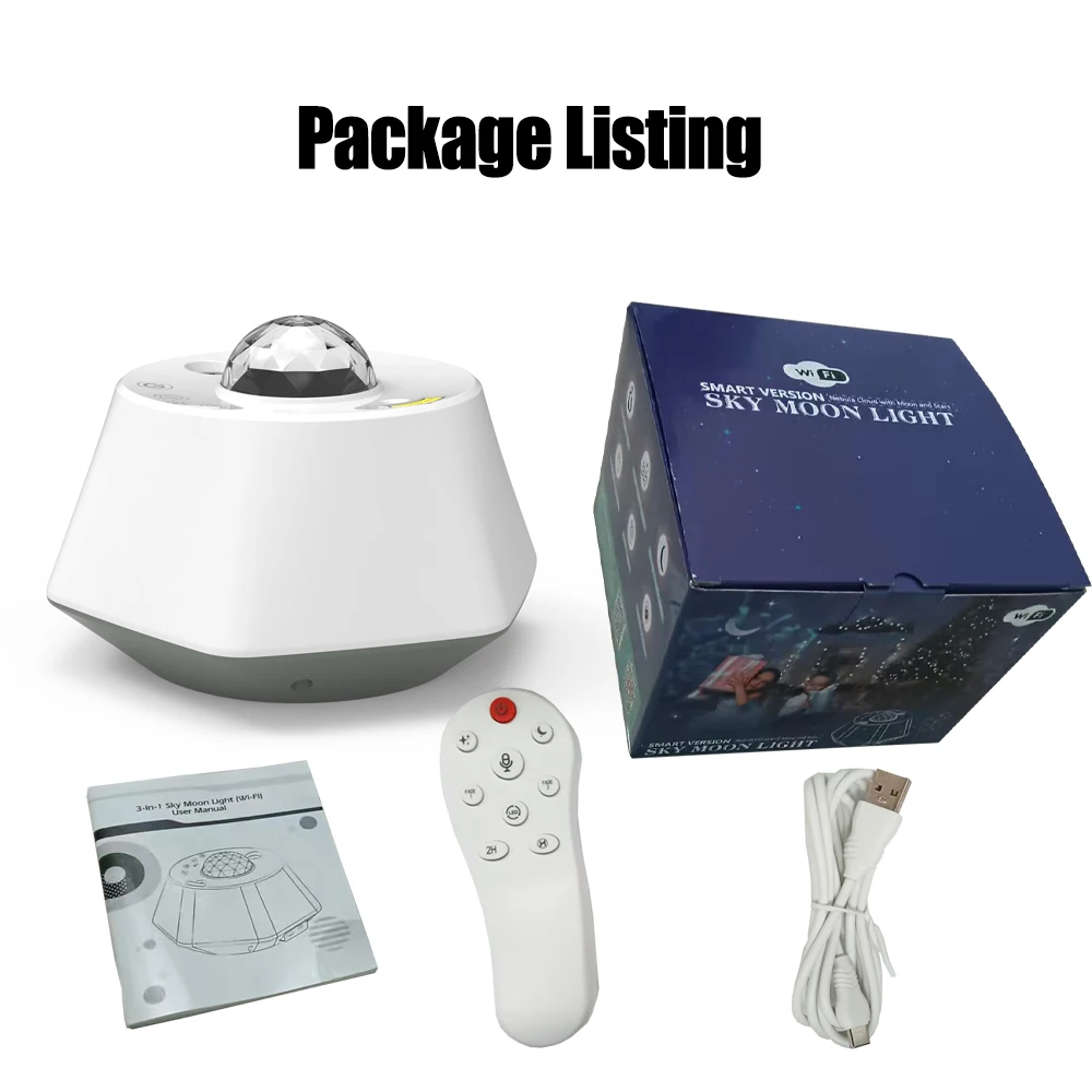 مصباح بروجيكتور ماسي من Sky Space، لون قابل للتعديل، ديكور غرفة النوم، ضوء إيقاظ مع ضوء ليلي ليزر للتحكم عن بعد