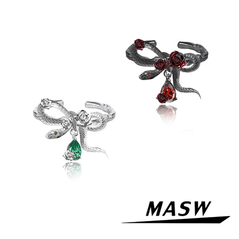 

MASW Original Design Cool Style Delicate Bowknot Flower Dancing Snake Rings For Women Girl Gift Modern Jewelry Hot Sale