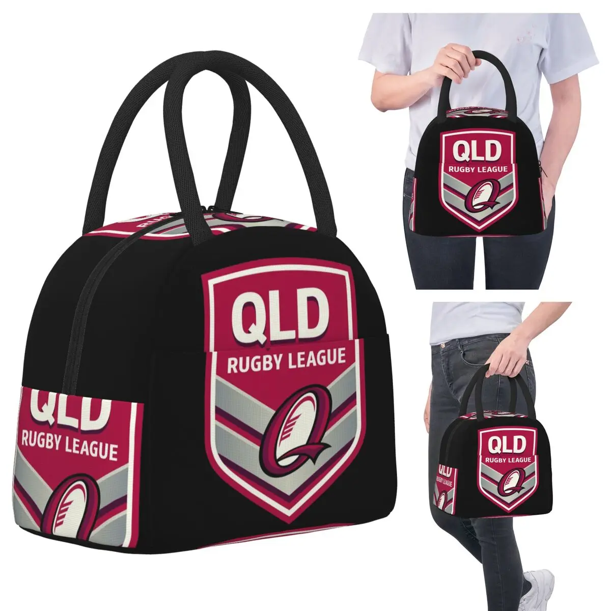 

Сумки для обеда Queensland Maroons, изолированная коробка для бенто, водонепроницаемая сумка для обеда, многоразовые сумки для пикника, сумка-холодильник для женщин, студентов, школы