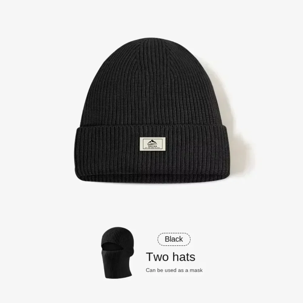 Winter-Sturmhaube, Gesichtsmaske, gestrickt, verdickt, thermisch, winddicht, kältebeständig, Ski-Laufmütze mit Beanie für Herren, 2-in-1-Vollgesichtsabdeckung