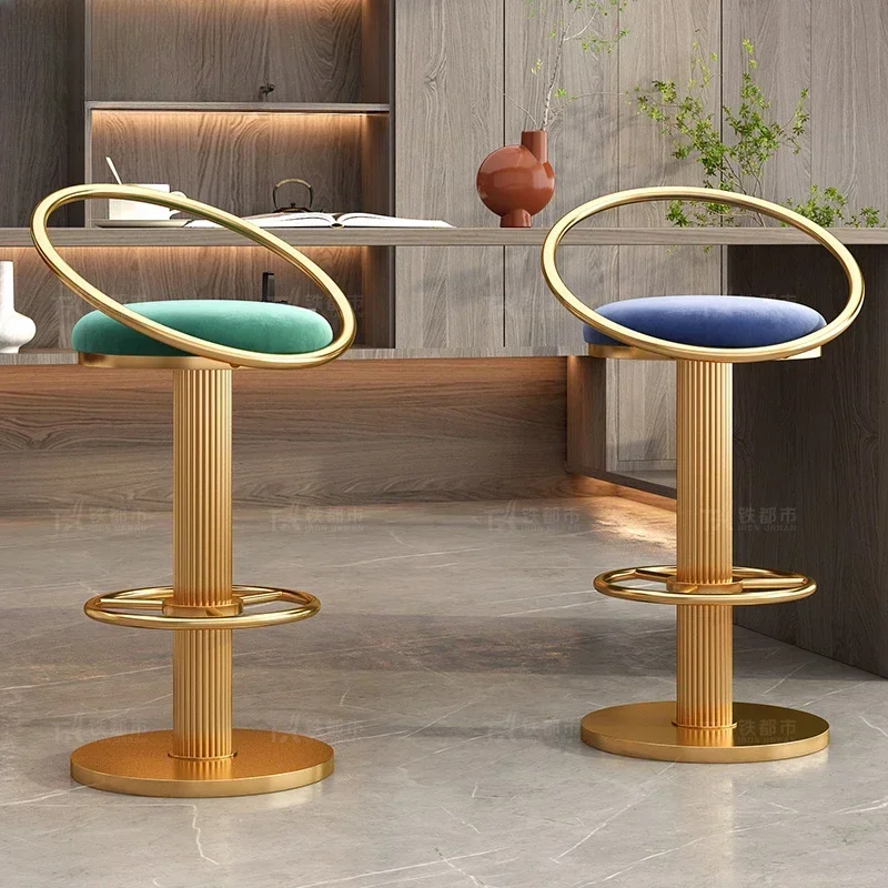 Modern Design Chairs Swivel Bar Stool Lightweight Chair Barbershop Wooden Armchair Iron High Kitchen Stools Nordic Backrest Home