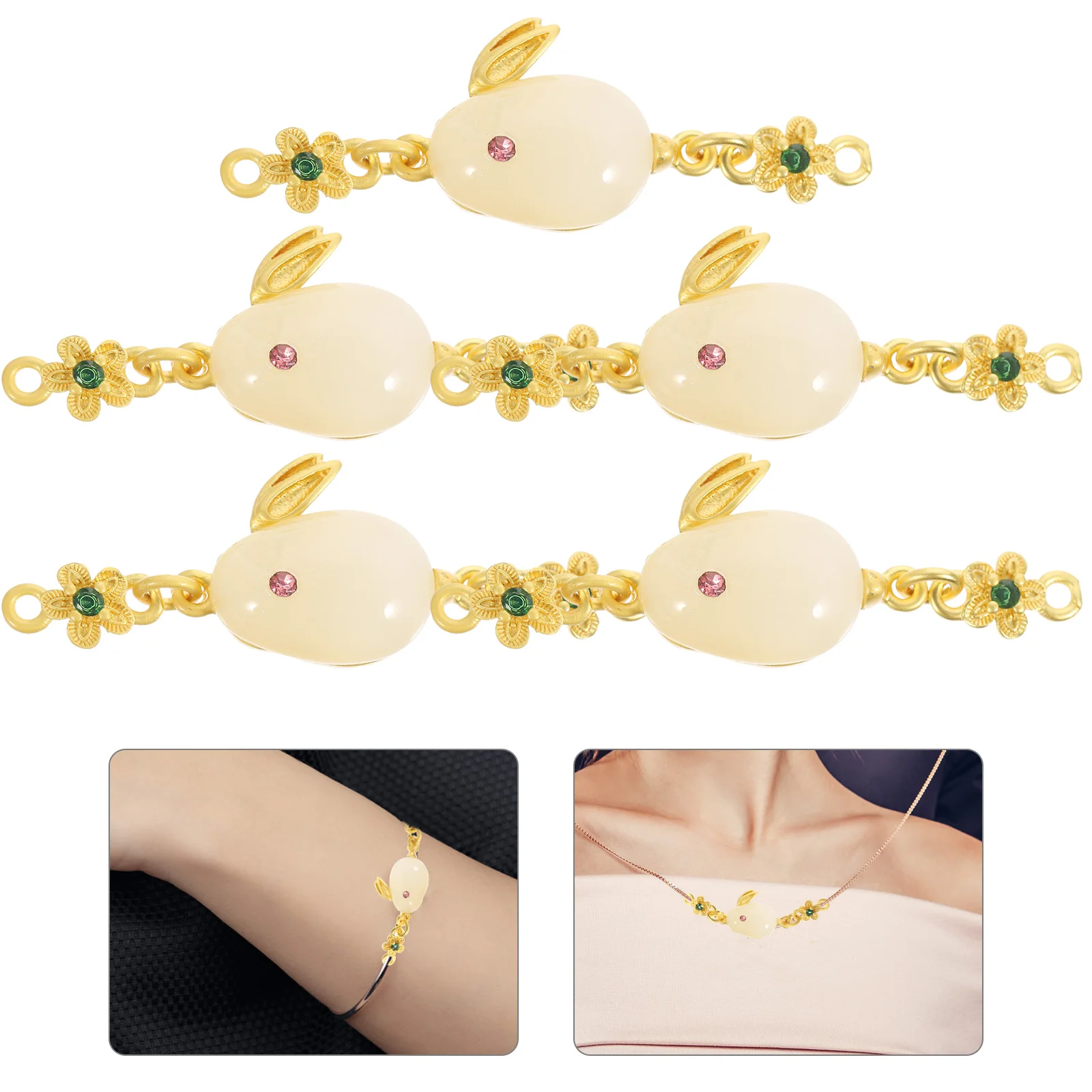 

5 Pcs Jade Rabbit Pendant Jewelry Pendants Necklace Keychain Charm Earring Charms for Making Decorate Bunny