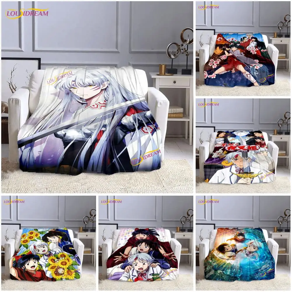 Cartoon Hanyou No Yashahime Printed Blanket Inuyasha Flannel Blanket Throws on Sofa Bed Home Bedspread Warm Gifts for Kids