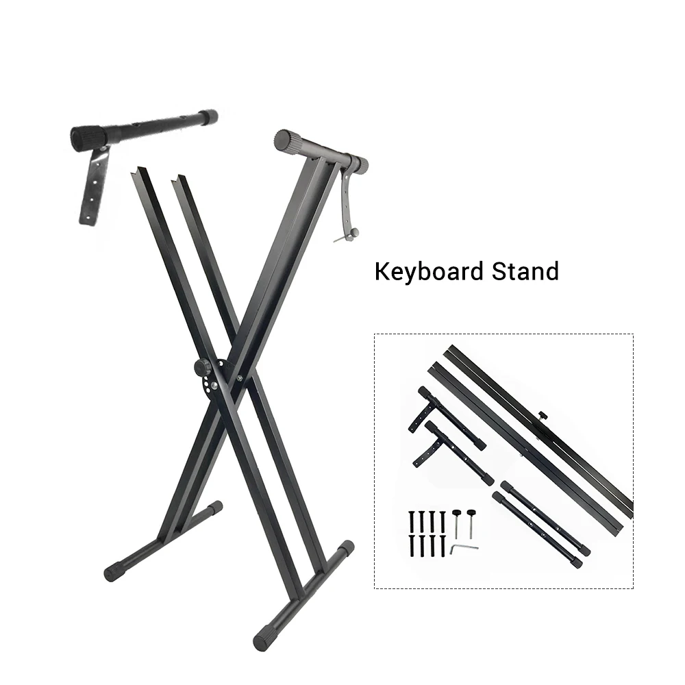 Piano Stand X- Stand X- Piano Keyboard Stand  and Portable Heavy Duty Music Stand with Anchoring Strap Black view 2