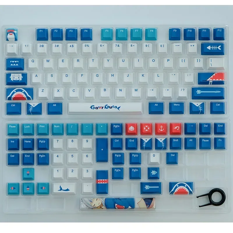 PBT Keycaps 130 Keys GMK Gawr Gura Cherry Profile Keycap Dye Sublimation Mechanical Keyboard Keycap for MX Switch GK64 GK75