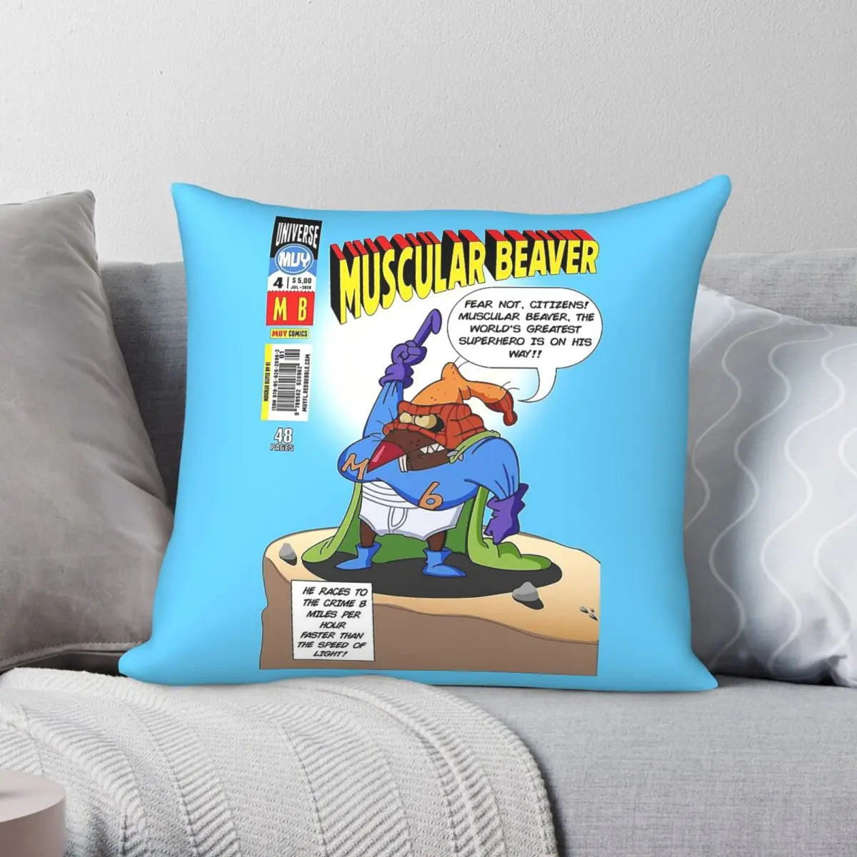 Muscular Beaver Angry Beavers Square Pillowcase Polyester Linen Velvet Pattern Zip Decor Pillow Case Sofa Seater Cushion Cover