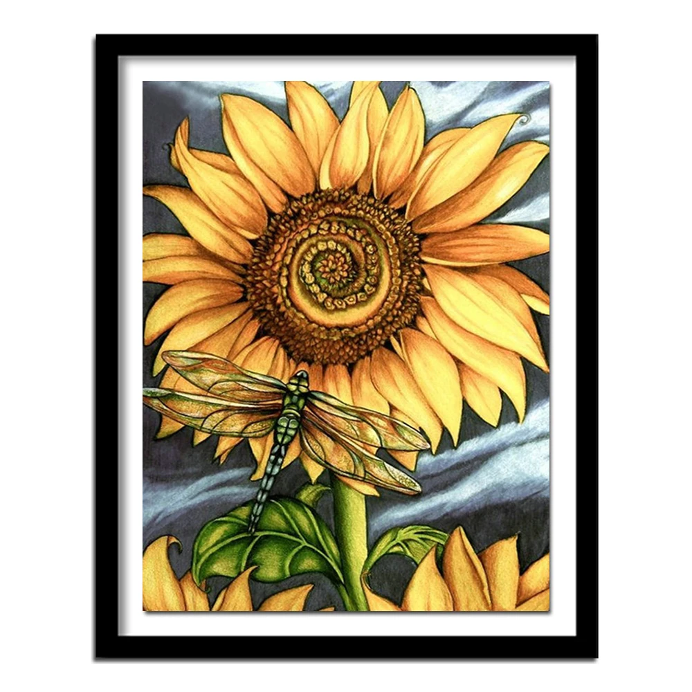 Sunflower dragonfly 5D square home decor diamond embroidery crafts diamond painting cross stitch needlework diamond