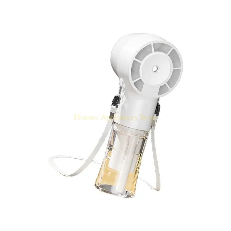 D0AB Fan Handheld Neck pendurado fã névoa recarregável USB para viagens e uso academia
