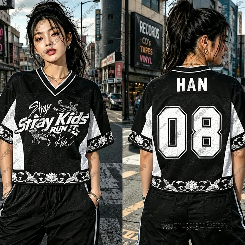 Camisetas cortas de la banda STRAYKIDS para mujer, colección 2026, camisetas de fútbol para el mundial, artículos promocionales para los fans, ropa de cosplay de STRAYKIDS.
