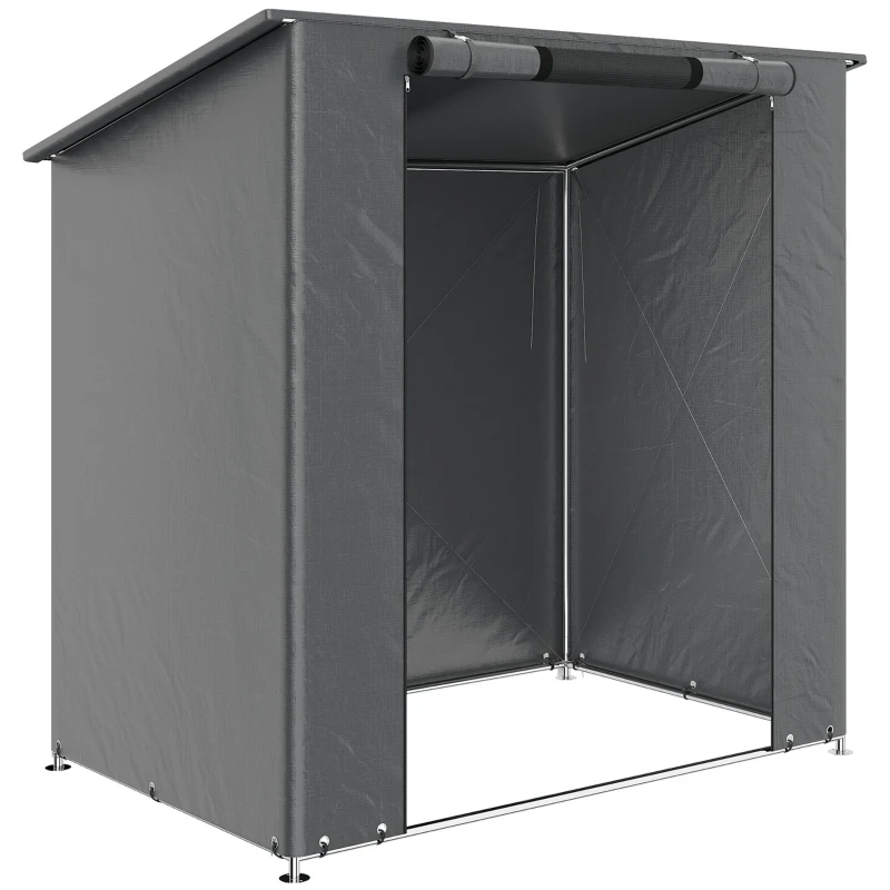 Dunkelgraues 1,9x1,2m Wasserdichtes Carport-Zelt, Garagenunterstand mit Aufrollbarer Reißverschlusstür & Belüftungsfenster, Robuste Outdoor-Lösung