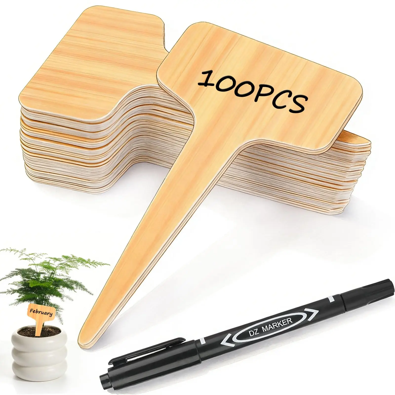 100 plastic plant labels, equipped with marker pens and waterproof type, are suitable for planting vegetable gardens.
