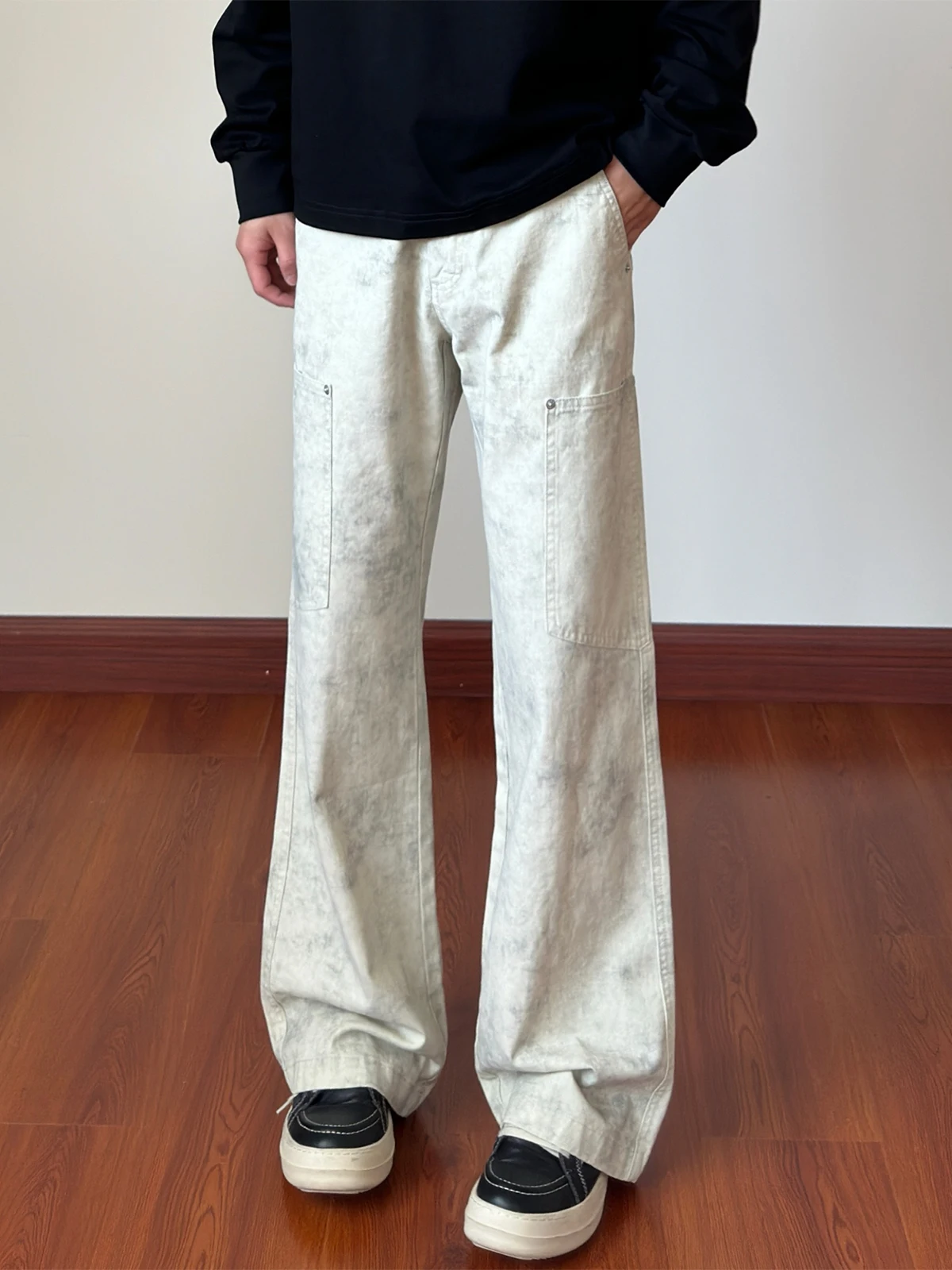 

Свободные мужские рабочие брюки свободного покроя в американском стиле ретро с мраморным узором, весенне-осенние прямые длинные брюки с несколькими цветами