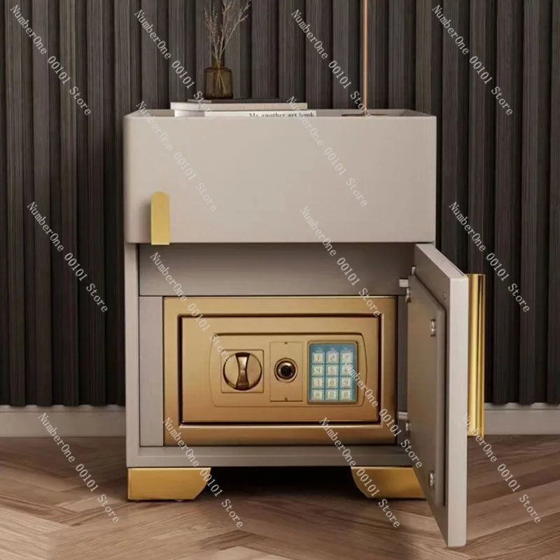 Smart bedside table | Solid wood multifunctional bedside table with safe | Wireless charging