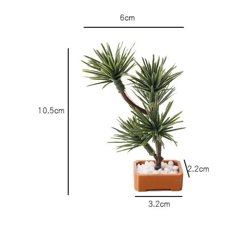 1Pcs Simulation Pine Tree Green Plants Bonsai Model Scene Decoration Micro Landscape Garden Bonsai Ornament 1/12 Dollhouse