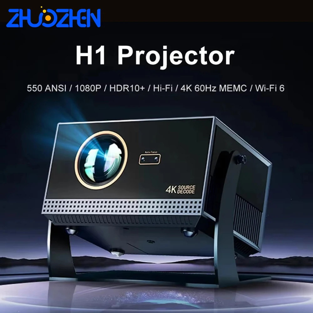 Zhuozhen H1 360 ° Rotating Projector Supports Native 4K 1080P Full HD Projector With 5G WIFI Android Smart Home Theater Beamer