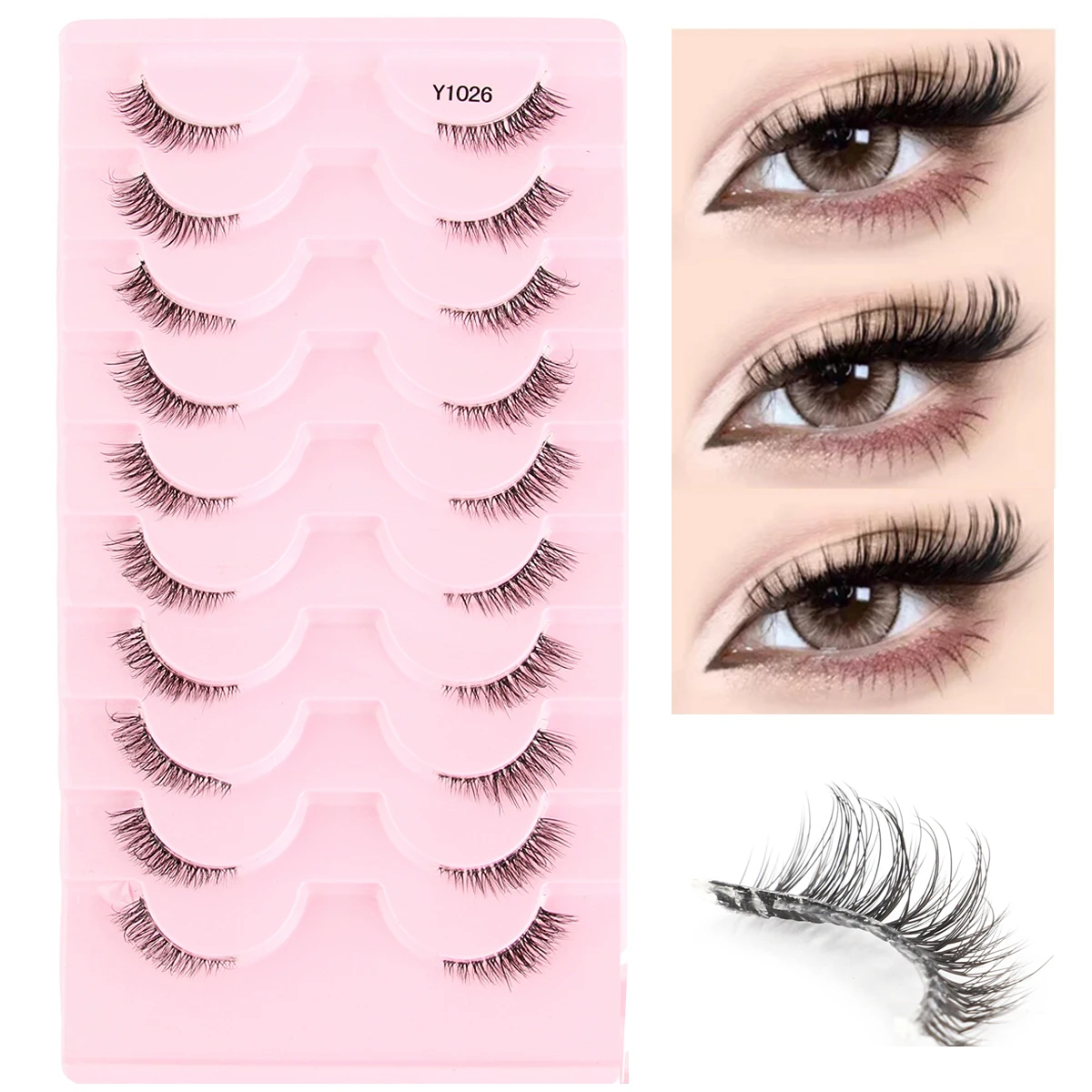 Half Lashes 3/6/10 Pairs 3D Mink Natural Short Cat Eye Fluffy Winged Sexy Fox Eye Makeup False Eyelash Extension Faux Cils