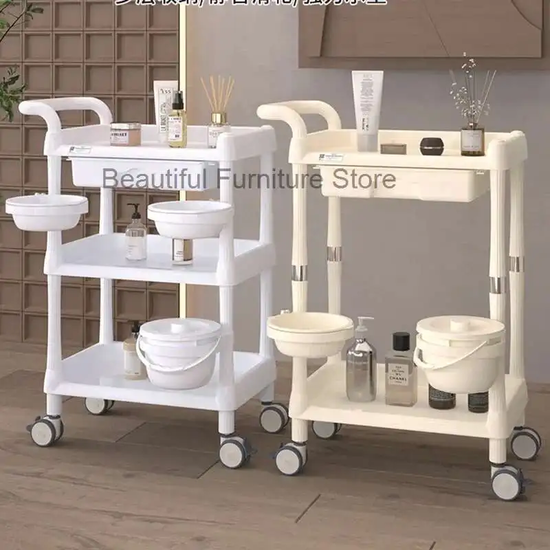 

Pink Storage Hairdressing Trolley Aesthetic Multifunction Auxiliary Cart For Beauty Salon Carrello Attrezzi Spa Furniture MQ50TC