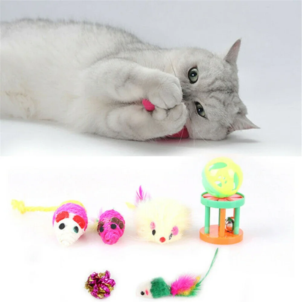 

Multi-Functional Cat Toys Set With Interactive Mouse Balls Foldable Tunnel & Simulated Fish Safe Durable For Cats Indoor Play