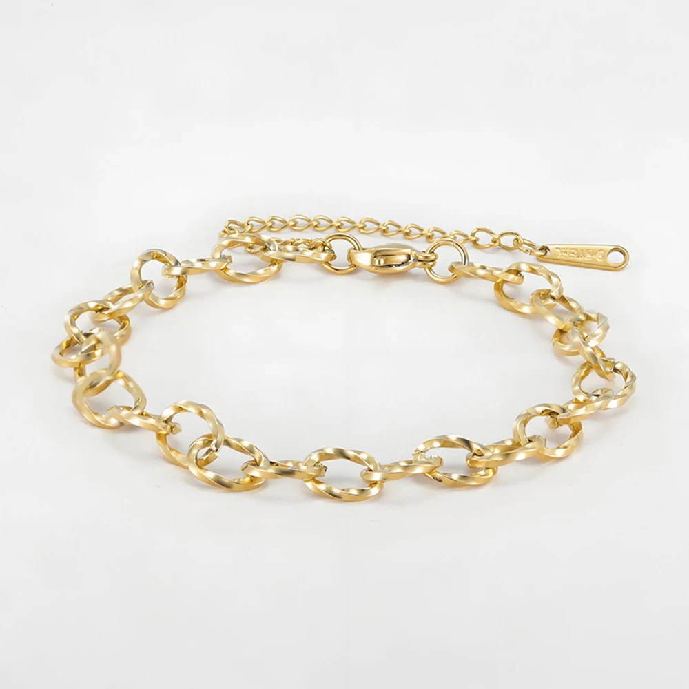 My Shape Minimalistisches Kettenarmband für Damen, Edelstahl, verstellbarer Armreif, glitzernde Goldfarbe, Handgelenk, trendiger Schmuck, wasserdicht