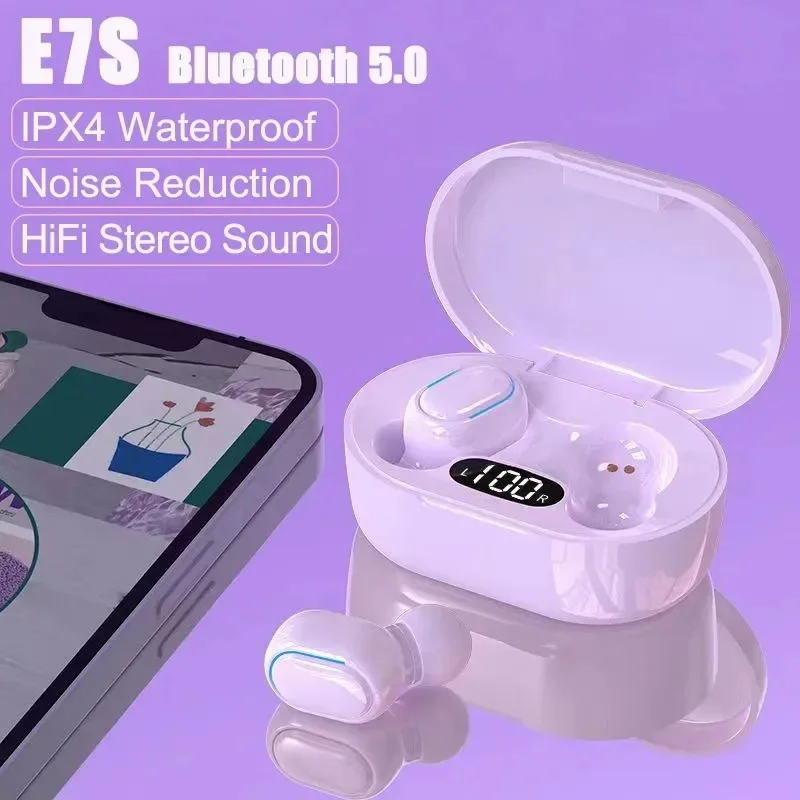 E7S TWS Wireless Headphones Bluetooth earphone Control Sport Headset Waterproof Microphone Music Earphone Work On All Smartphone