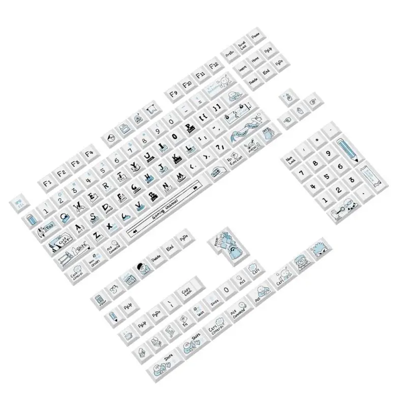 Y1UB 136 unidades PBT Sea Salt Course Keycap Capa chave sublimação para teclados Mecânico 61 98 104 108