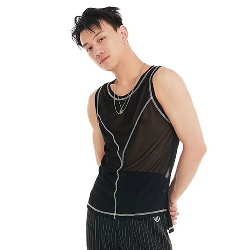 

Summer Black Sleeveless Latin Dance Vest Men Samba Chacha Latin Dance Tops Adults Ballroom Dance Top Training Wear SL12822