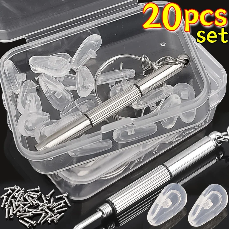 Eyeglasses Nose Pads with Screwdriver DIY Soft Silicone Air Chamber Glasses Replacement Repair Tools Anti-slip Nose Pad Screw