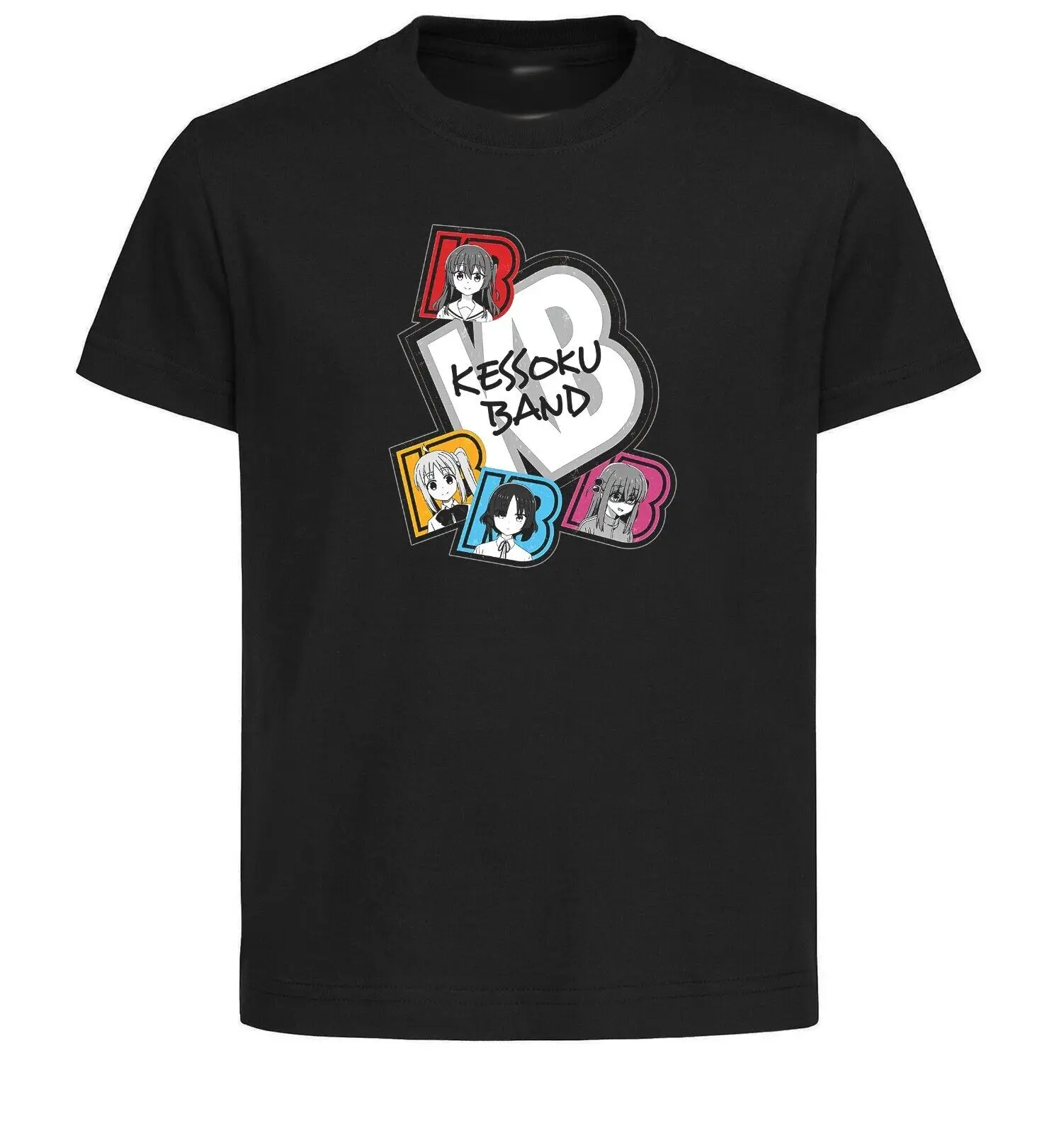 Unisex Black T-Shirt - Anime Manga - Bocchi the Rock - Kessoku Band-