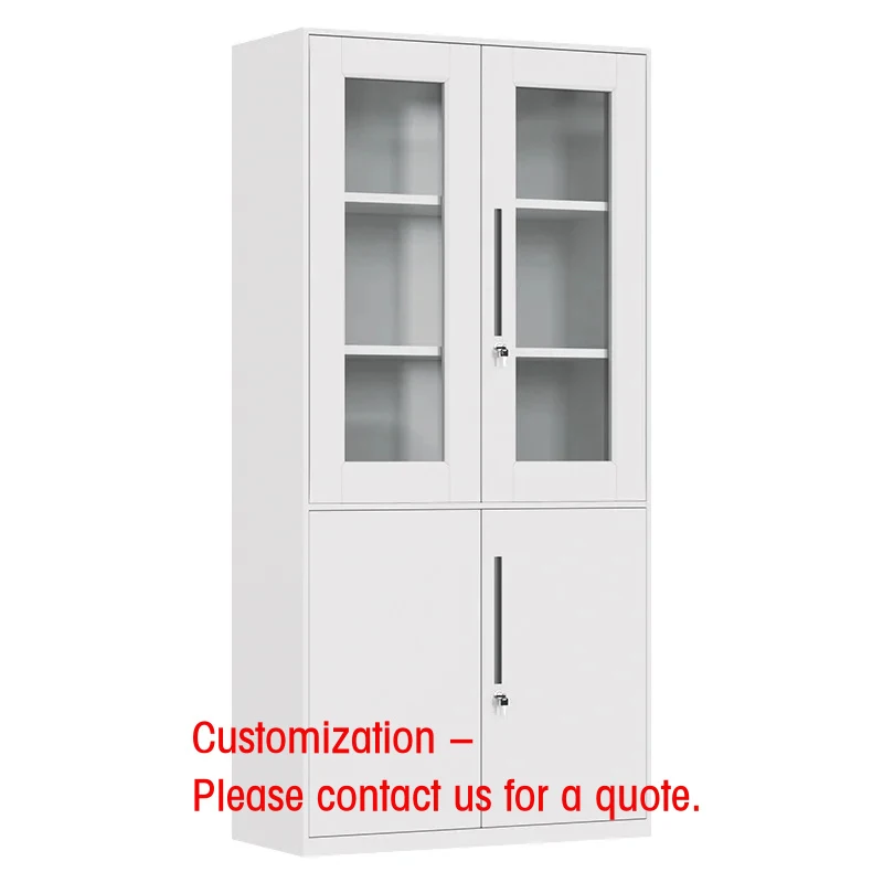 custom.Steel Cabinet with Glass Front and 2 Central Drawers Files and Supplies