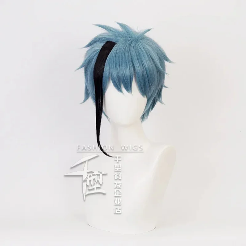 

qa156Twisted Wonderland Косплей Floyd Jade Leech Парик Синие блики Темно-серые термостойкие парики для волос Мода