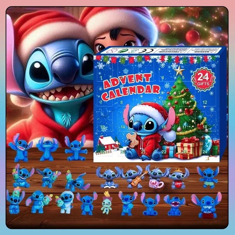 Accessories Stitch Christmas Advent Calendar 24 Days Countdown Model Anime Christmas Gift Kids Toy Gift Box